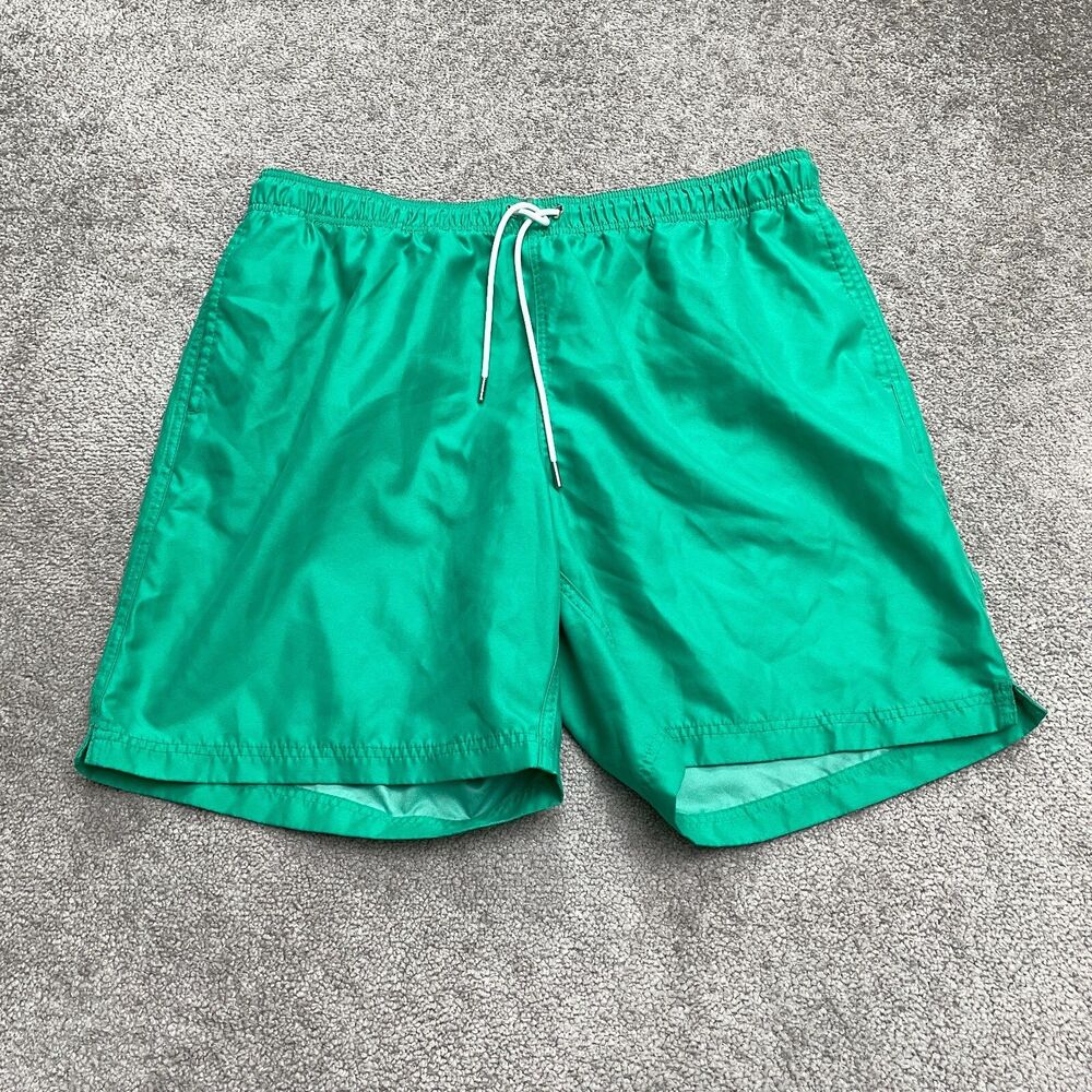 Land's End Water Shorts Mens XL Green Mesh Lined Elastic Waist Swim Trunks 36x7